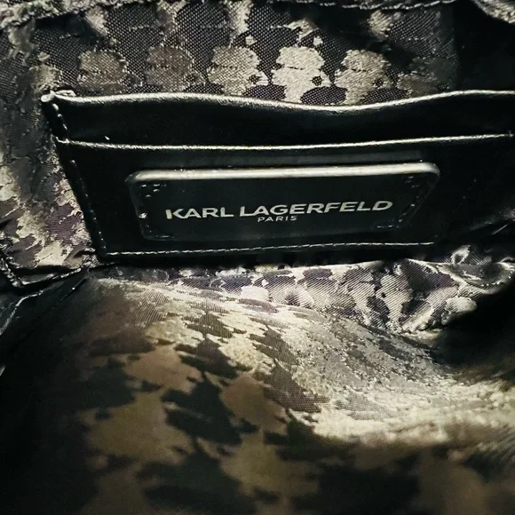 Karl Lagerfeld Black Bag with Multicolor Studs with BONUS bag - Picture 7 of 11